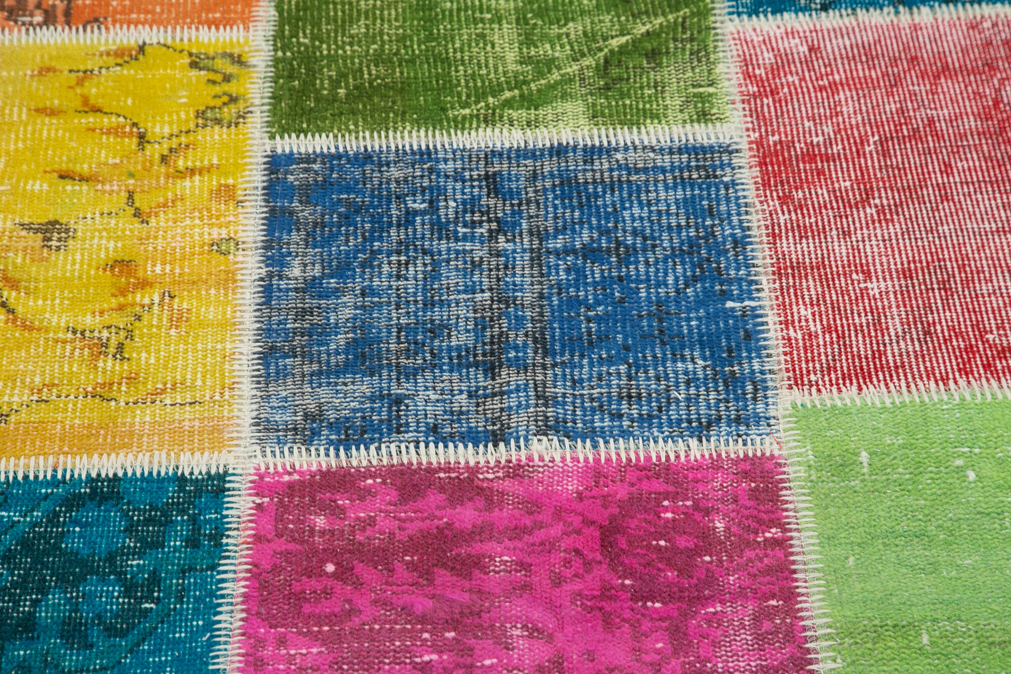Handmade Wool Area Rug – Kirk Yama Grey Patchwork Carpet 6x6 Cotton Wool Rug
