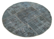Handmade Patchwork Area Rug | Kirk Yama Grey Cotton Wool Small 4x4 Rug