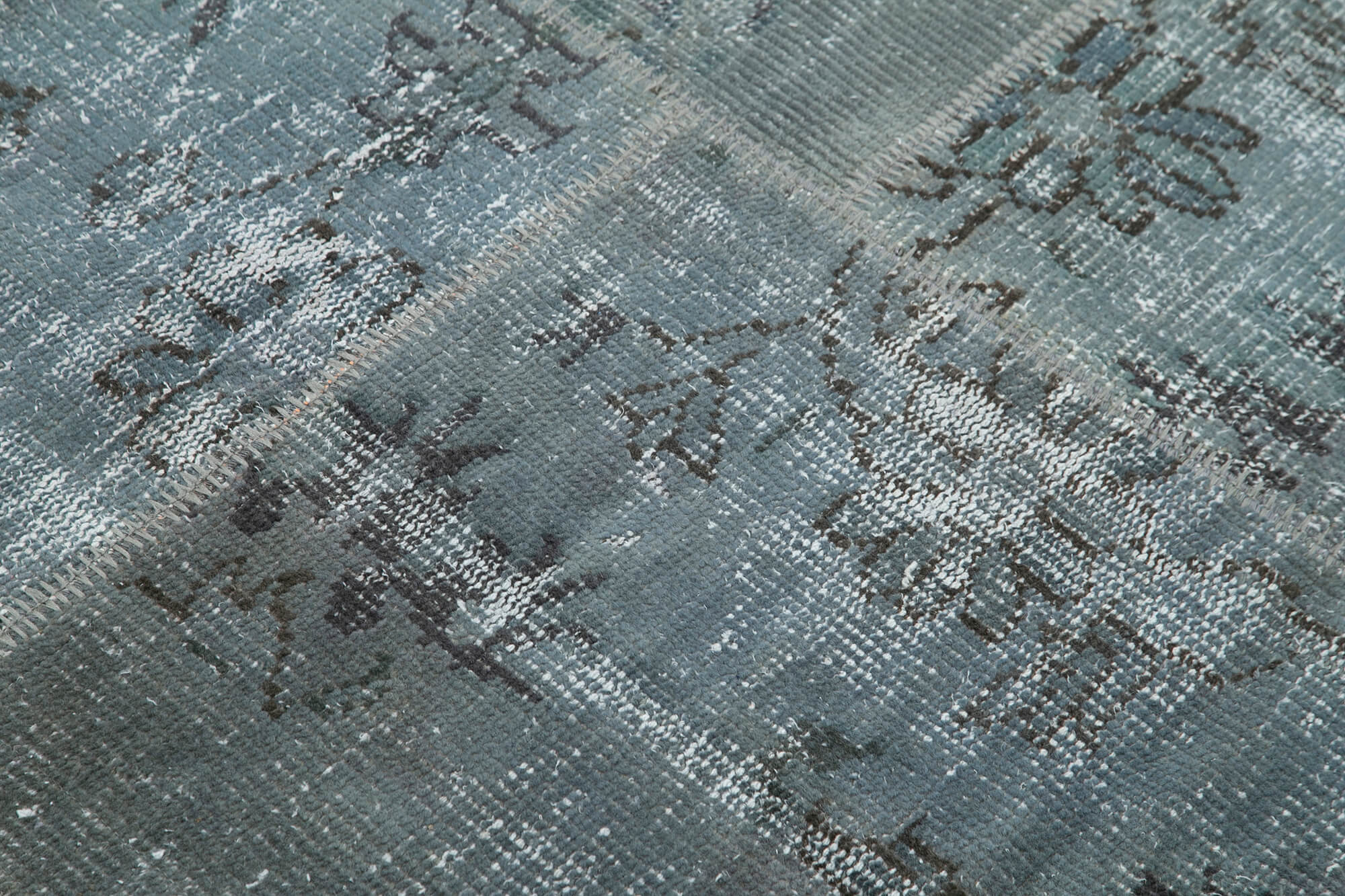Handmade Patchwork Area Rug | Kirk Yama Grey Cotton Wool Small 4x4 Rug