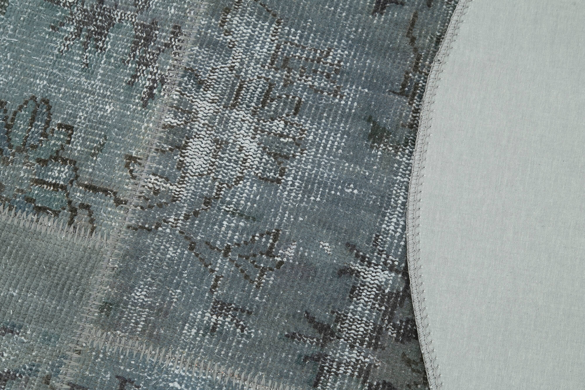 Handmade Patchwork Area Rug | Kirk Yama Grey Cotton Wool Small 4x4 Rug