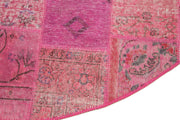 Handmade Patchwork Rug 6x6 - Vintage Turkish Rug, Soft Wool Carpet & Durable Cotton Weave