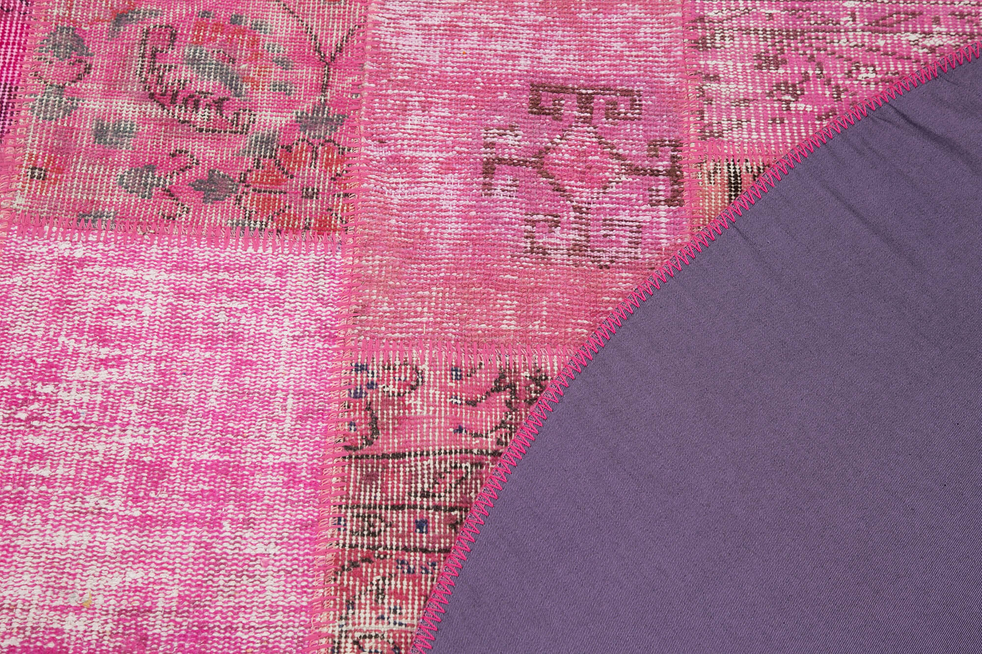 Handmade Patchwork Rug 6x6 - Vintage Turkish Rug, Soft Wool Carpet & Durable Cotton Weave