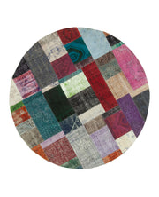 Handmade Patchwork Rug - Grey Area Rug Cotton Wool Vintage Turkish Carpet 6'7'' x 6'7''