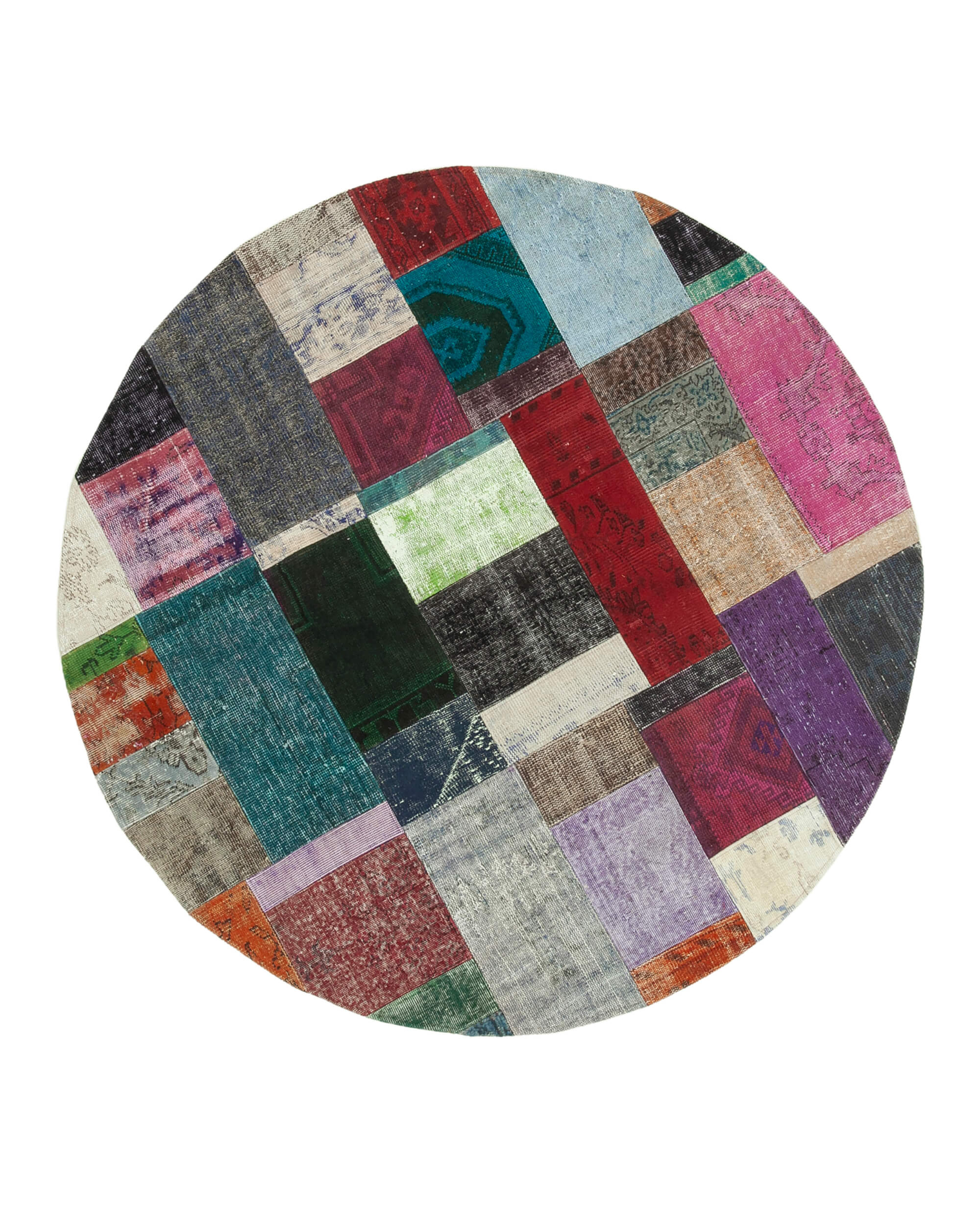 Handmade Patchwork Rug - Grey Area Rug Cotton Wool Vintage Turkish Carpet 6'7'' x 6'7''