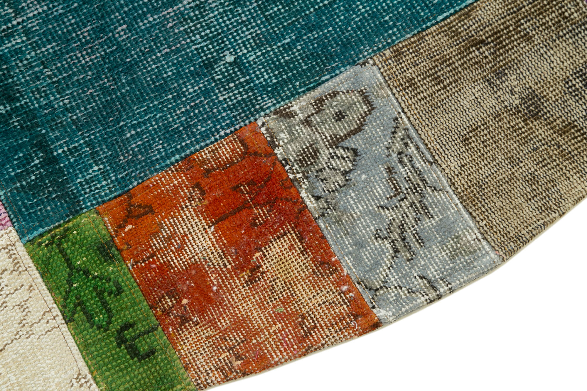 Handmade Patchwork Rug - Grey Area Rug Cotton Wool Vintage Turkish Carpet 6'7'' x 6'7''