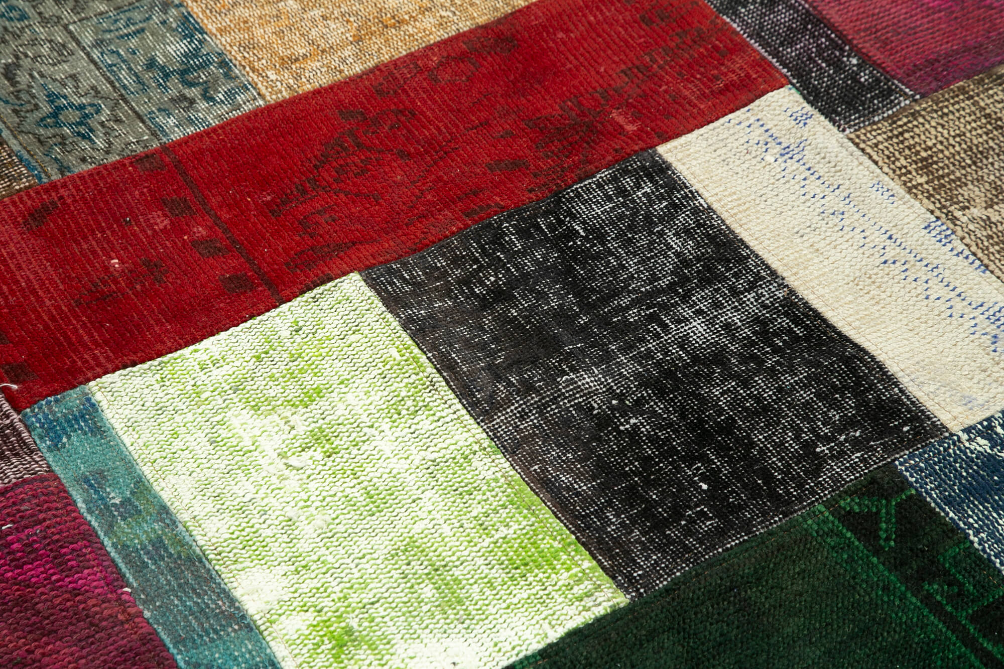 Handmade Patchwork Rug - Grey Area Rug Cotton Wool Vintage Turkish Carpet 6'7'' x 6'7''