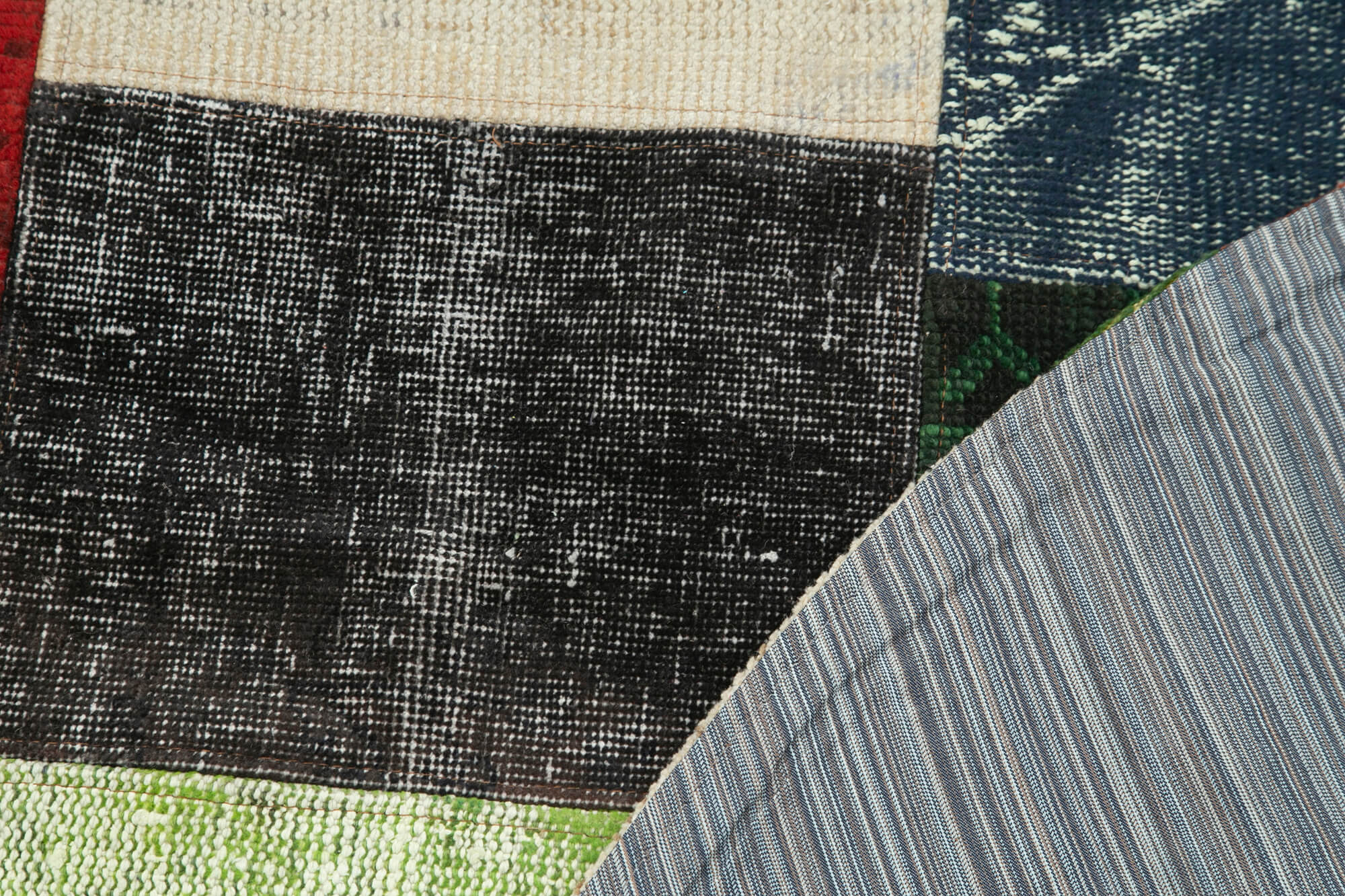 Handmade Patchwork Rug - Grey Area Rug Cotton Wool Vintage Turkish Carpet 6'7'' x 6'7''