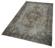 Handmade Wool Area Rug – Overdyed Grey Vintage Cotton Wool Blend Carpet 3'10''x6'8''