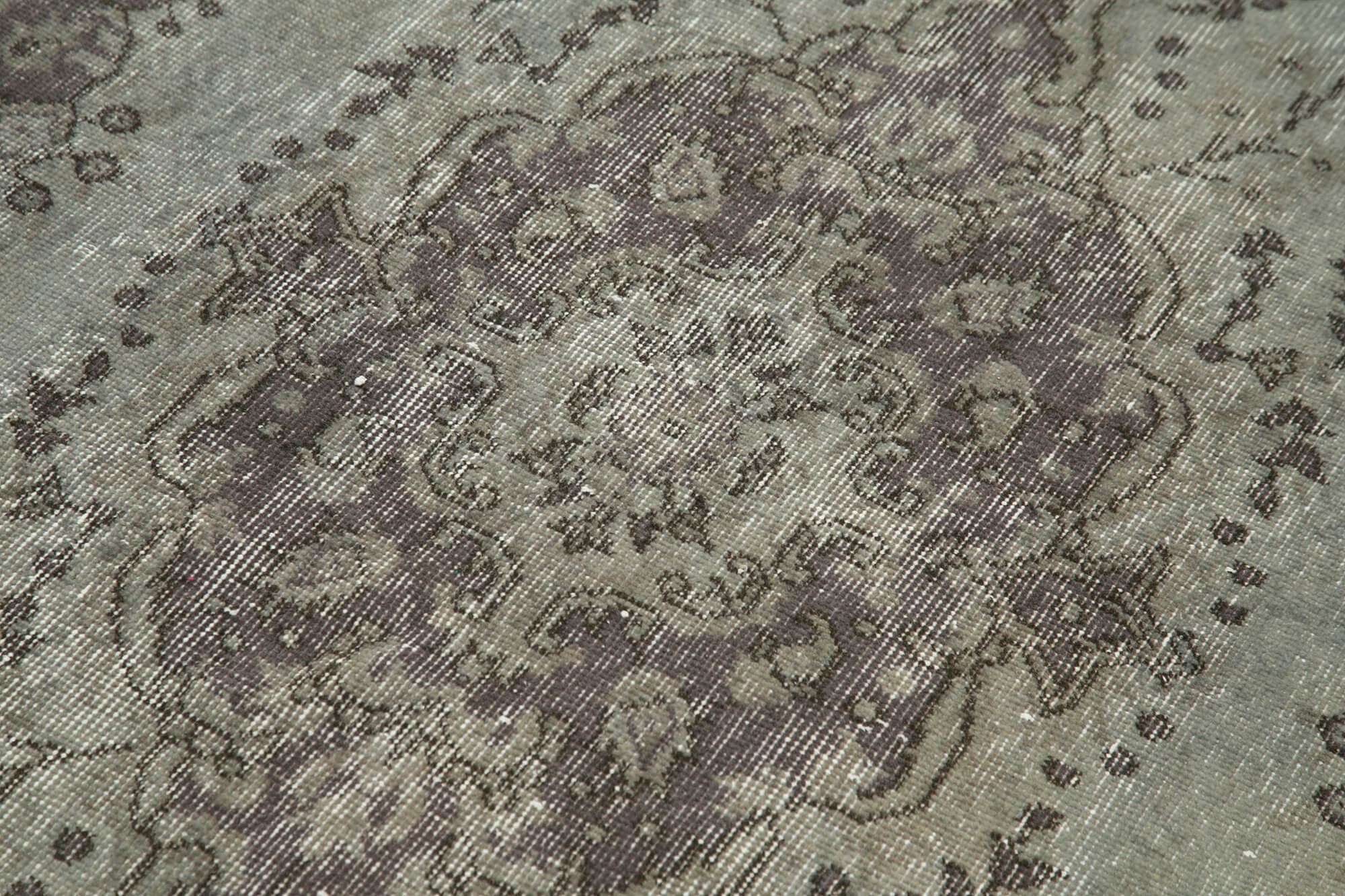 Handmade Wool Area Rug – Overdyed Grey Vintage Cotton Wool Blend Carpet 3'10''x6'8''
