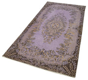 Vintage Handmade Area Rug – Overdyed Brown Turkish Wool Carpet 3'7''x7'7''