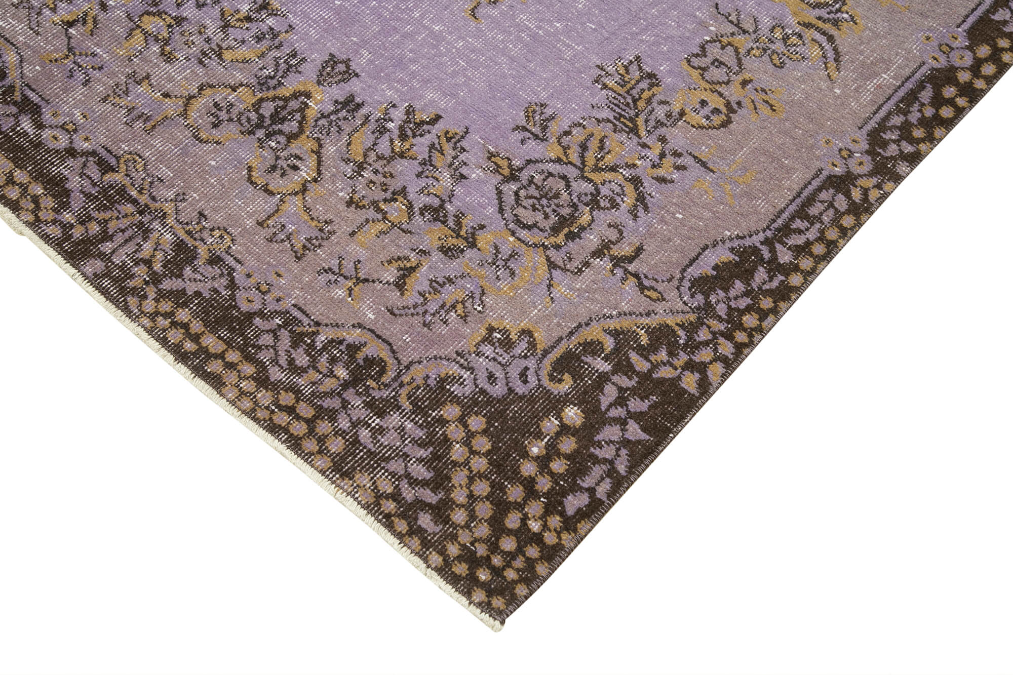 Vintage Handmade Area Rug – Overdyed Brown Turkish Wool Carpet 3'7''x7'7''