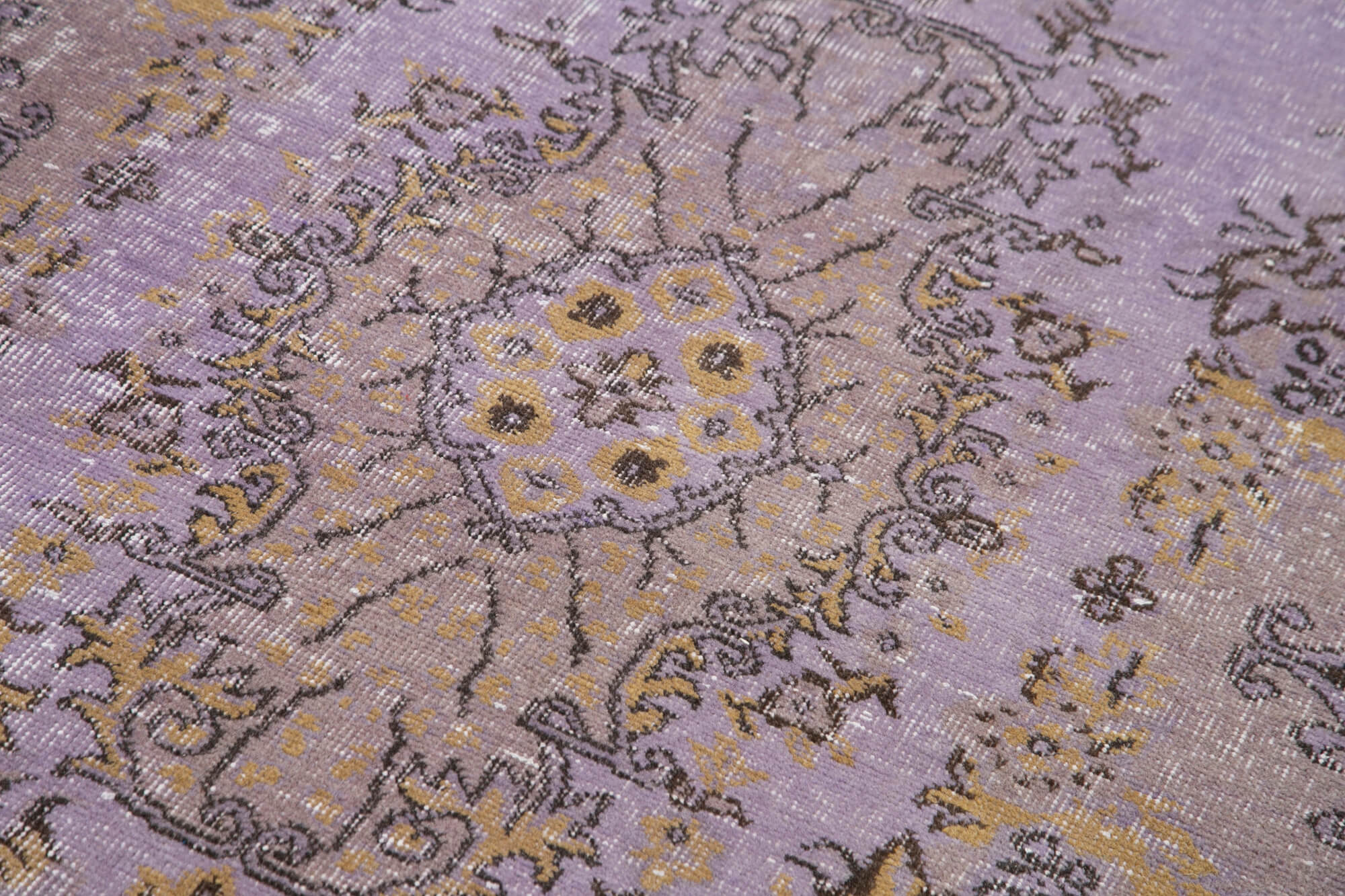 Vintage Handmade Area Rug – Overdyed Brown Turkish Wool Carpet 3'7''x7'7''