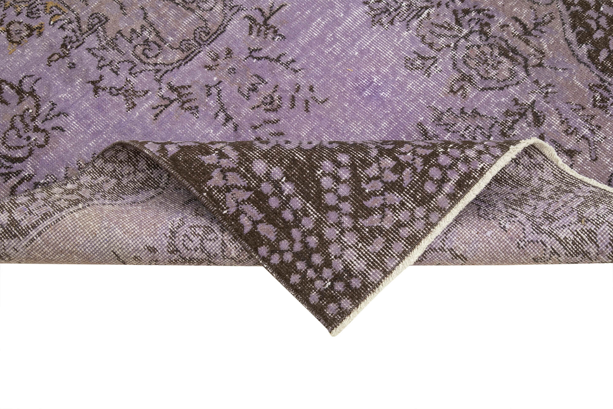Vintage Handmade Area Rug – Overdyed Brown Turkish Wool Carpet 3'7''x7'7''