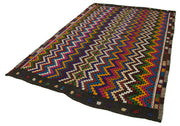 Handmade Wool Area Rug Featuring Geometric Kilim Design | Natural Goat Hair Wool Rug 6x9