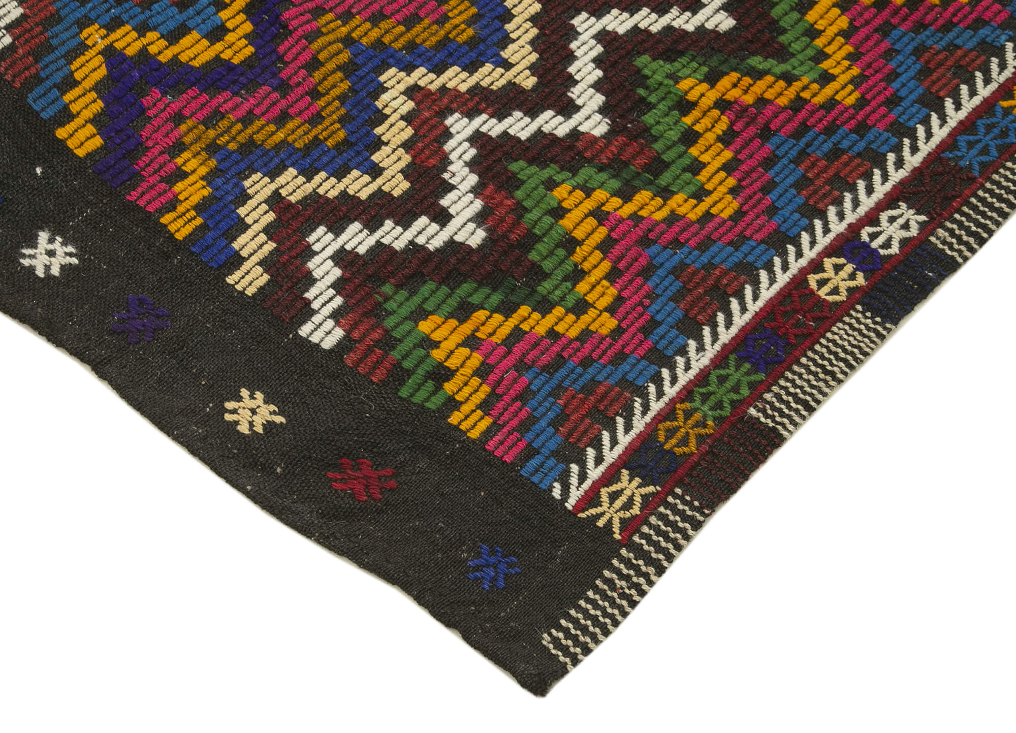 Handmade Wool Area Rug Featuring Geometric Kilim Design | Natural Goat Hair Wool Rug 6x9