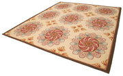 Handmade Wool Area Rug – Beige Floral Cotton Wool Blend, Vintage Turkish Carpet 10'1''x11'8''