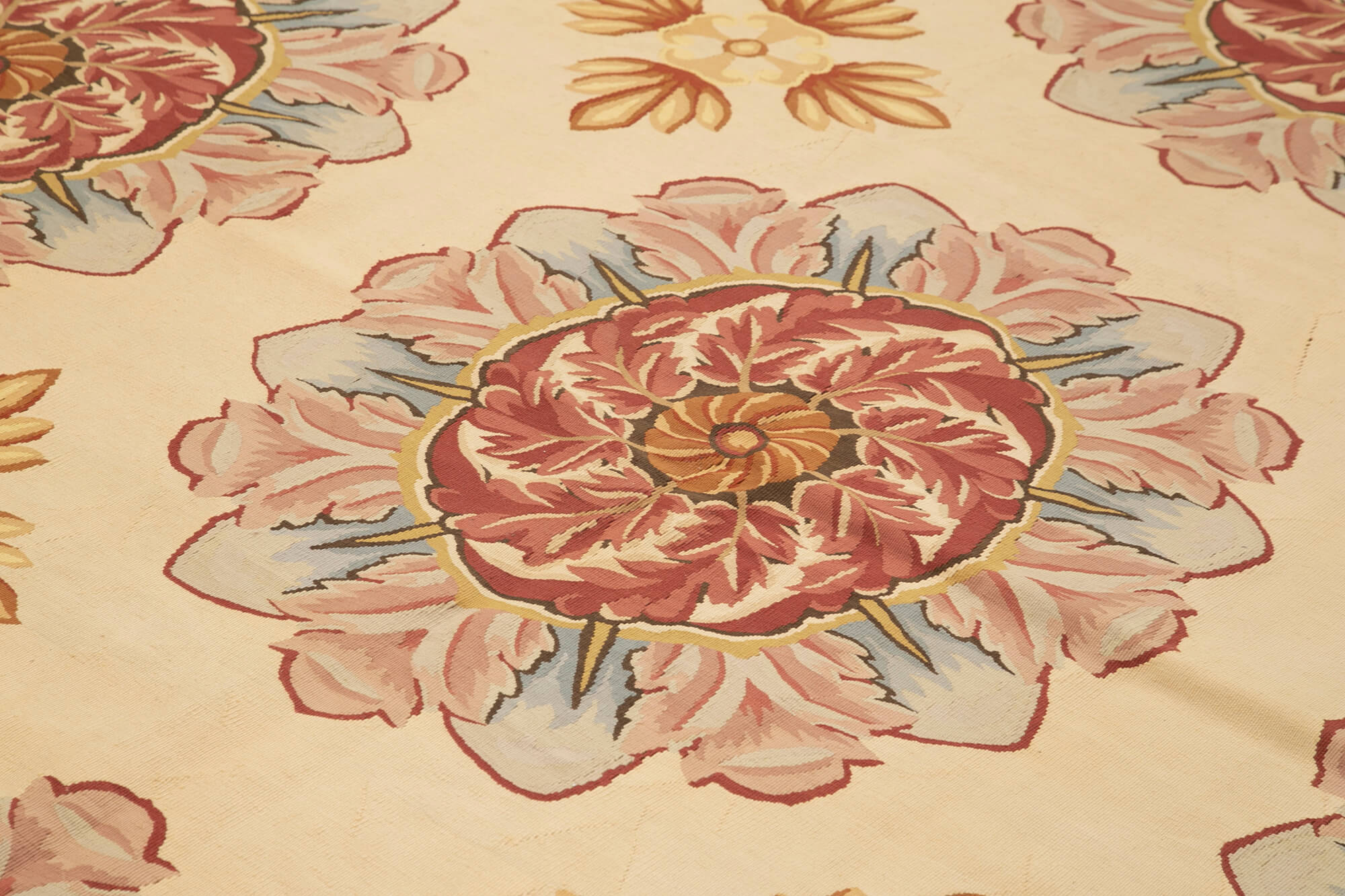 Handmade Wool Area Rug – Beige Floral Cotton Wool Blend, Vintage Turkish Carpet 10'1''x11'8''