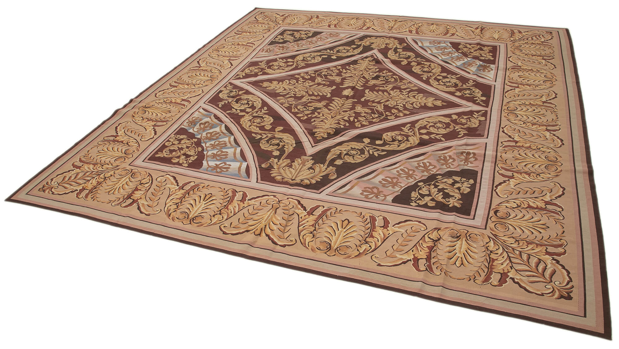 Handmade Wool Area Rug | Hand Woven Carpet with Pink Floral Pattern | Durable Cotton Blend Rug