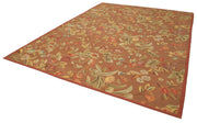 Handmade Wool Area Rug – Brown Vintage Carpet With Classic Floral Design 9x12