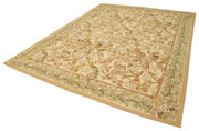 Handmade Wool Area Rug – Vintage Floral Beige Cotton Wool Carpet 8'10''x12'0''