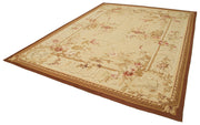 Handmade Wool Area Rug – Beige Floral Carpet With Classic Floral Design 8'10''x12'