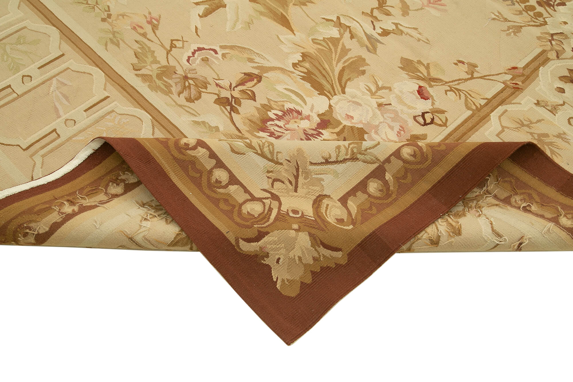 Handmade Wool Area Rug – Beige Floral Carpet With Classic Floral Design 8'10''x12'