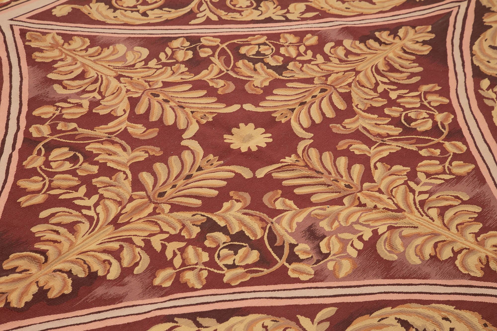 Handmade Area Rug – Pink Floral Cotton Wool Vintage Turkish Carpet 8'9''x11'2''