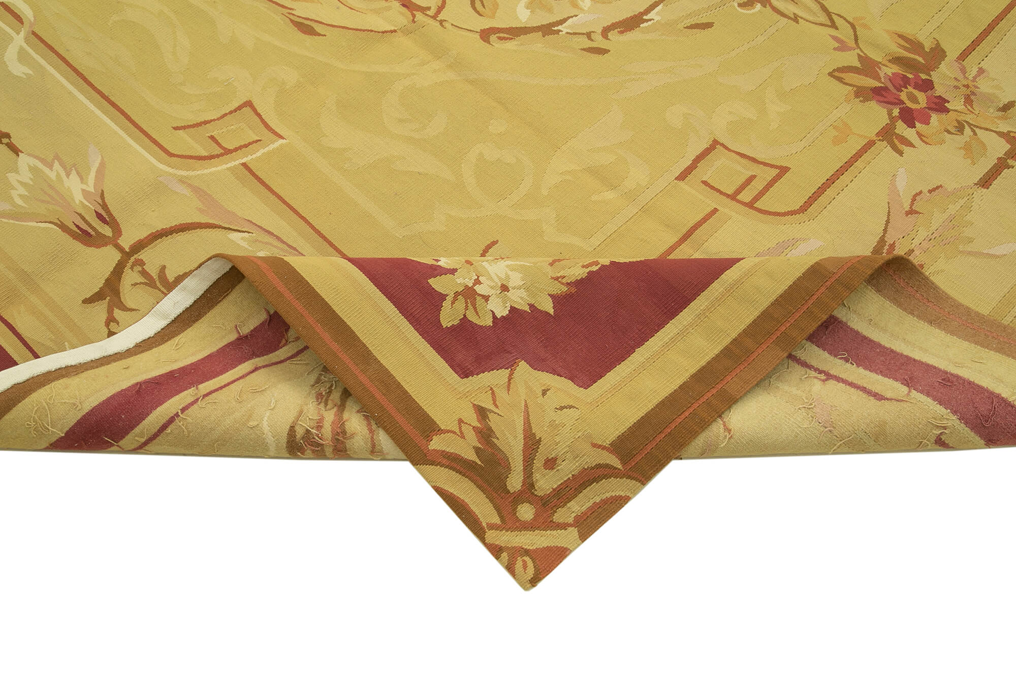 Handmade Wool Area Rug – Yellow Floral Cotton Wool Carpet, Turkish Hand Knotted 8'8''x11'11''