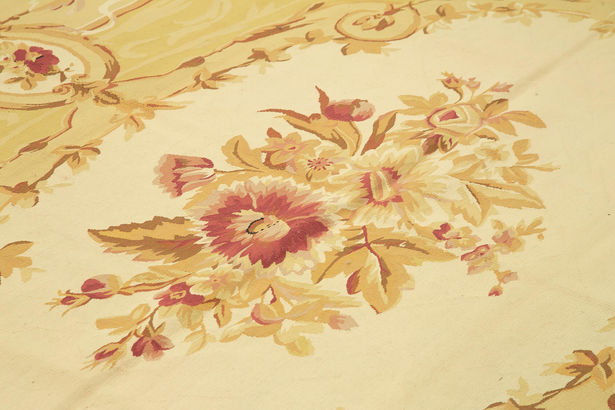 Handmade Wool Area Rug – Traditional Hand Knotted Yellow Floral Cotton Wool Rug for Large Rooms