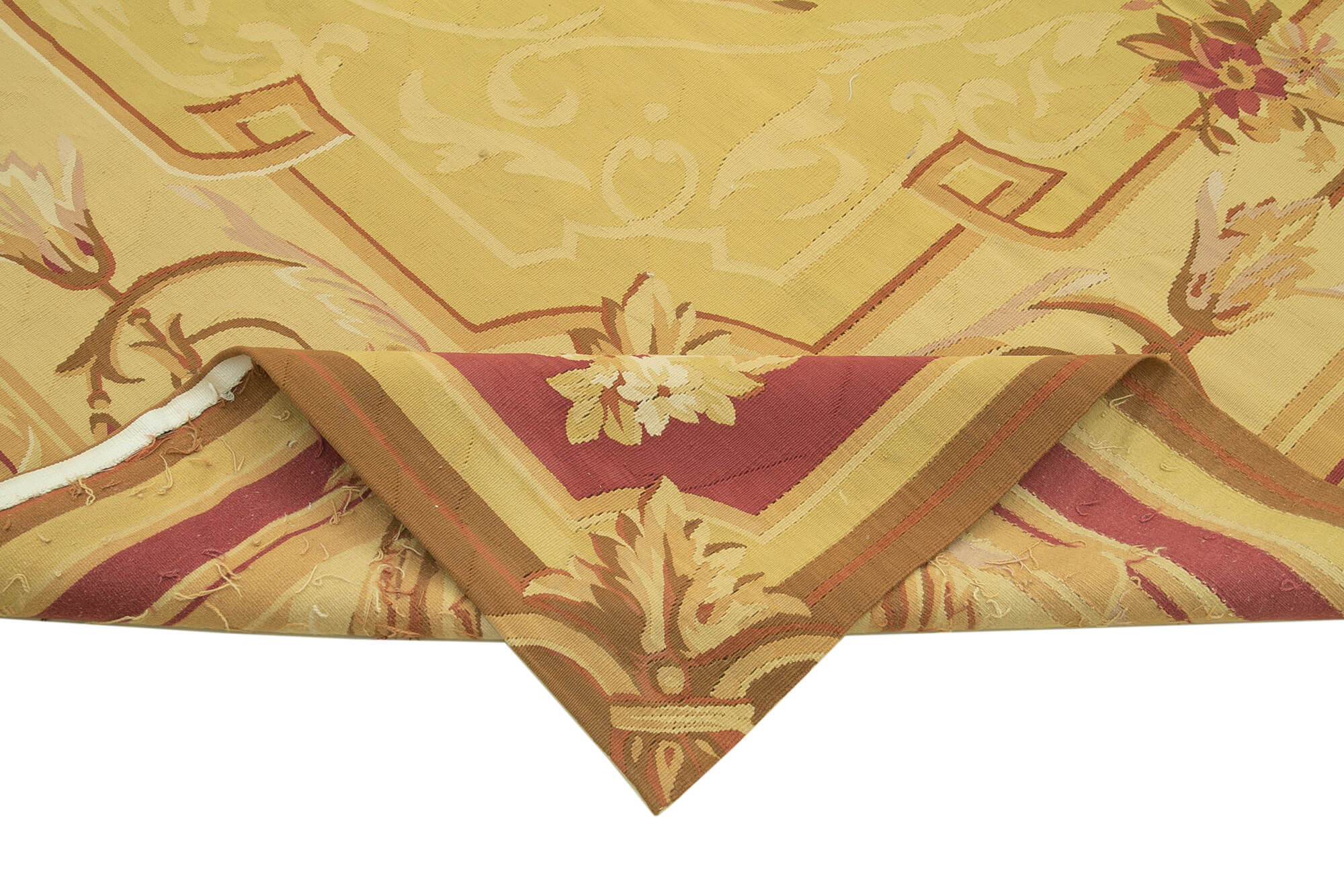 Handmade Wool Area Rug – Traditional Hand Knotted Yellow Floral Cotton Wool Rug for Large Rooms