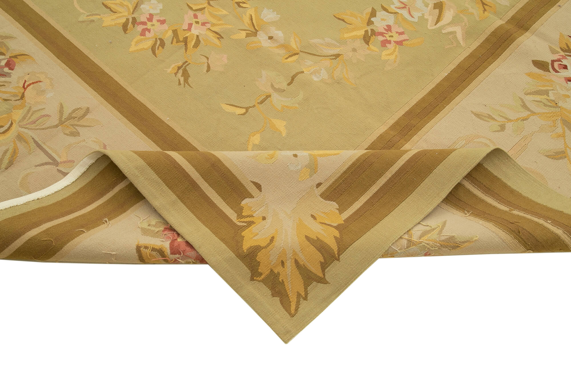 Handmade Wool Area Rug – Beige Floral Cotton Wool Blend, Vintage Turkish Rug 8'11''x11'11''