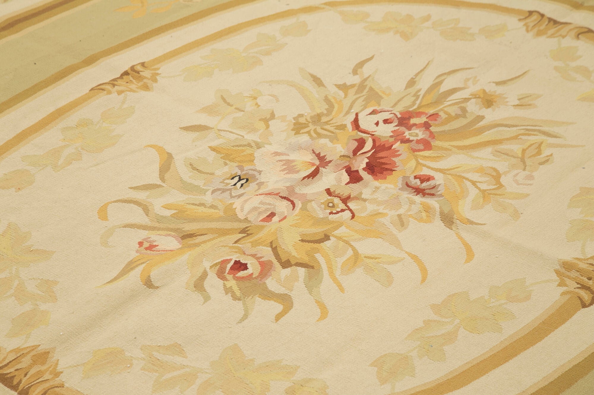 Handmade Area Rug - Floral Beige Wool Cotton Rug | Vintage Turkish Hand Woven Carpet 8'11''x11'11''