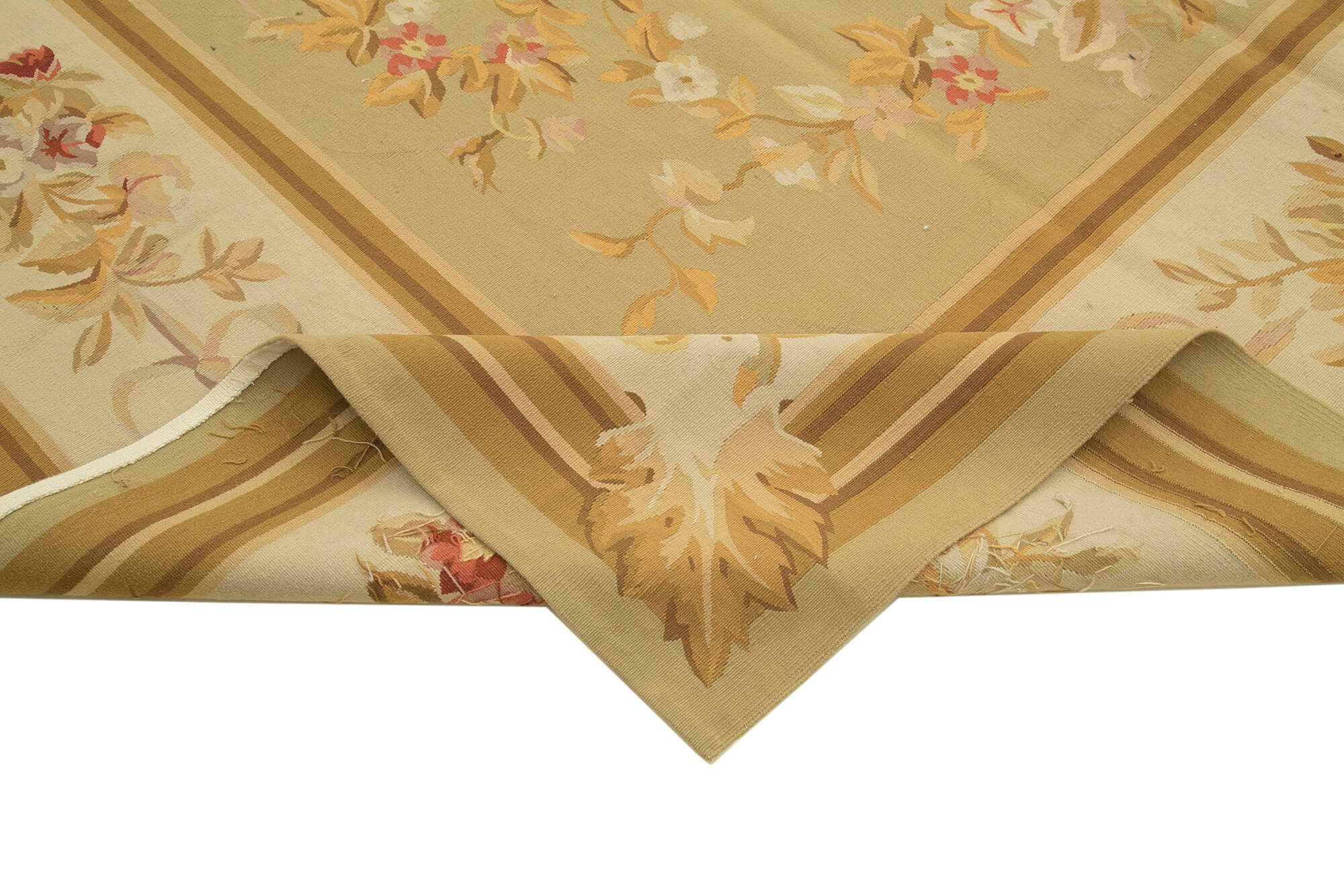 Handmade Area Rug - Floral Beige Wool Cotton Rug | Vintage Turkish Hand Woven Carpet 8'11''x11'11''