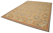 Handmade Wool Area Rug – Floral Green Rug | Cotton Wool Carpet 8'9''x12'2''