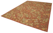 Handmade Wool Area Rug – Classic Aubusson Style Brown Vintage Carpet 8x12