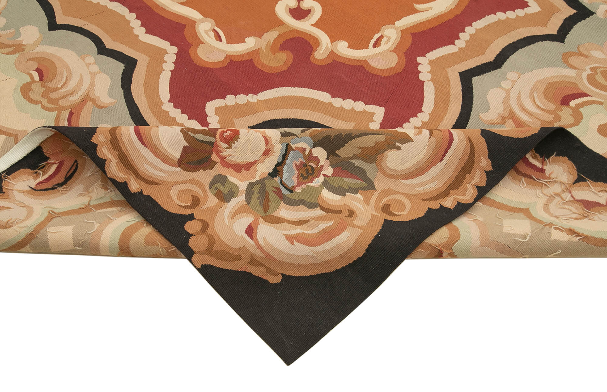 Handmade Area Rug – Floral Beige Wool Cotton Blend, Hand Woven Vintage Turkish Carpet 9'6''x12'1''