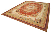 Handmade Wool Area Rug – Beige Floral Carpet, Vintage Turkish Cotton Wool Rug 10'3''x13'4''