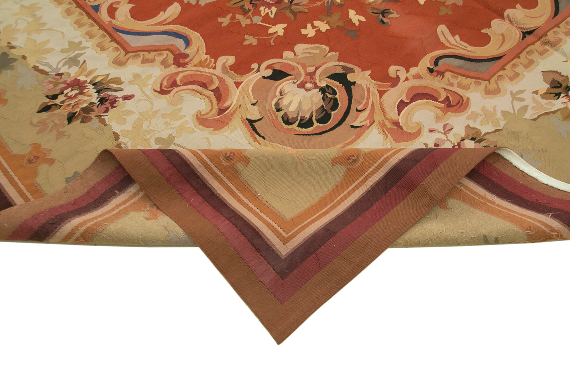 Handmade Wool Area Rug – Beige Floral Carpet, Vintage Turkish Cotton Wool Rug 10'3''x13'4''