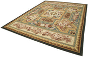 Handmade Area Rug – Beige Floral Cotton Wool Blend, Hand Woven Vintage Turkish Carpet 9'3''x11'11''