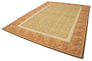 Handmade Wool Area Rug – Vintage Turkish Carpet With Brown Floral Pattern 8'7"x11'11"