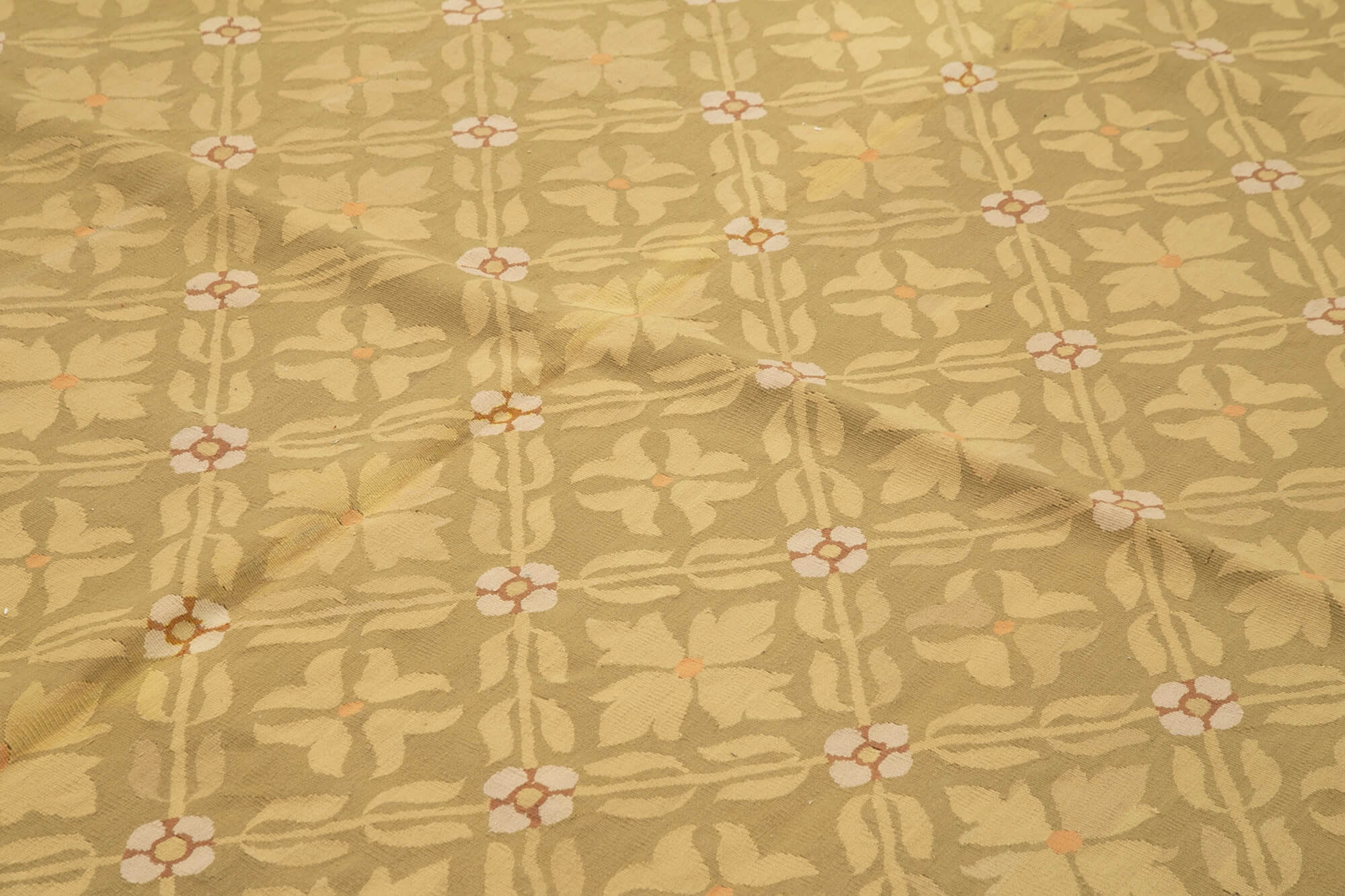 Handmade Wool Area Rug – Brown Cotton Rug With Classic Floral Design 8'7''x11'11''