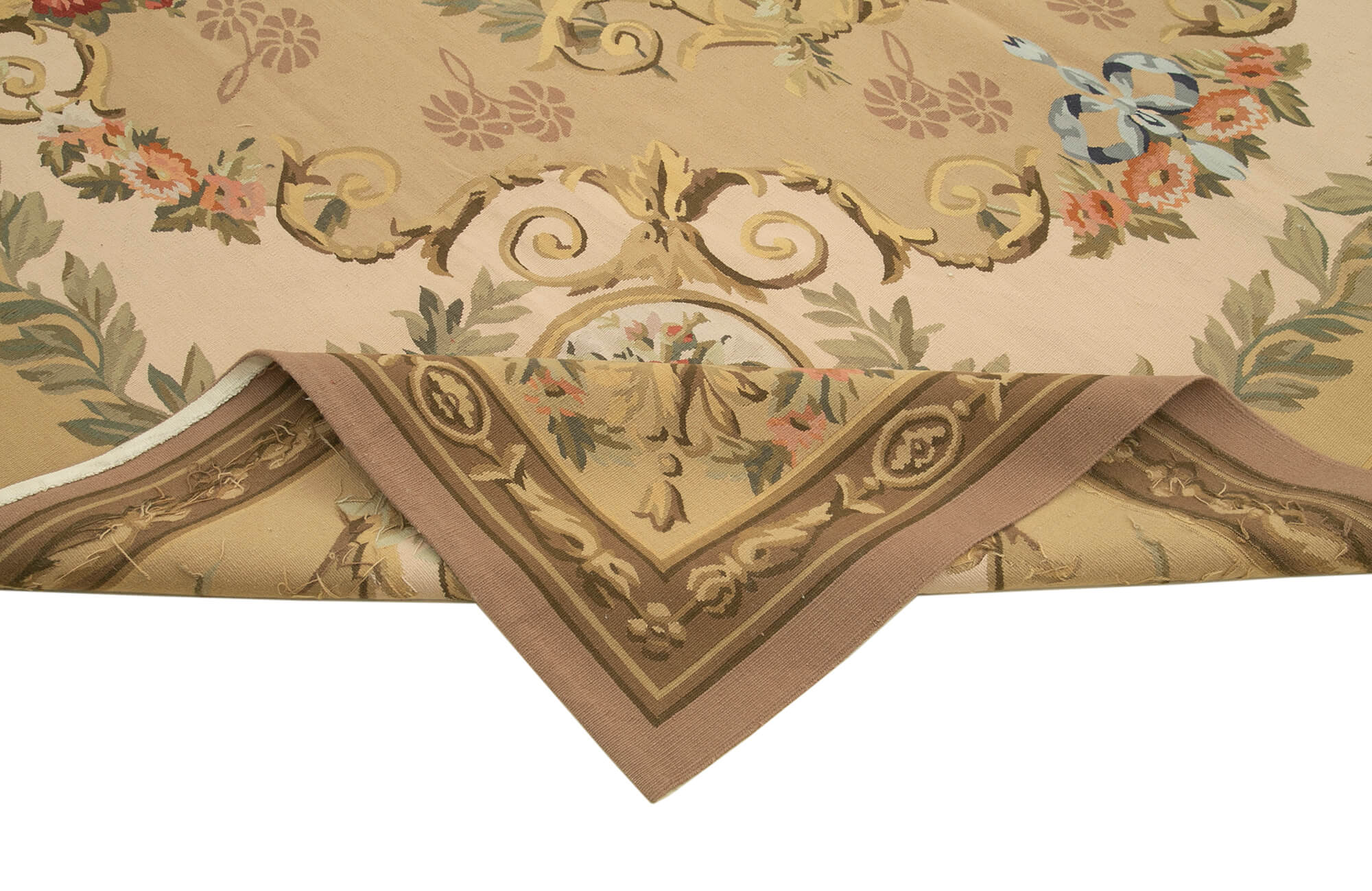 Handmade Wool Area Rug | Vintage Floral Rug, Durable Handwoven Cotton Wool Carpet 8'8''x11'0''