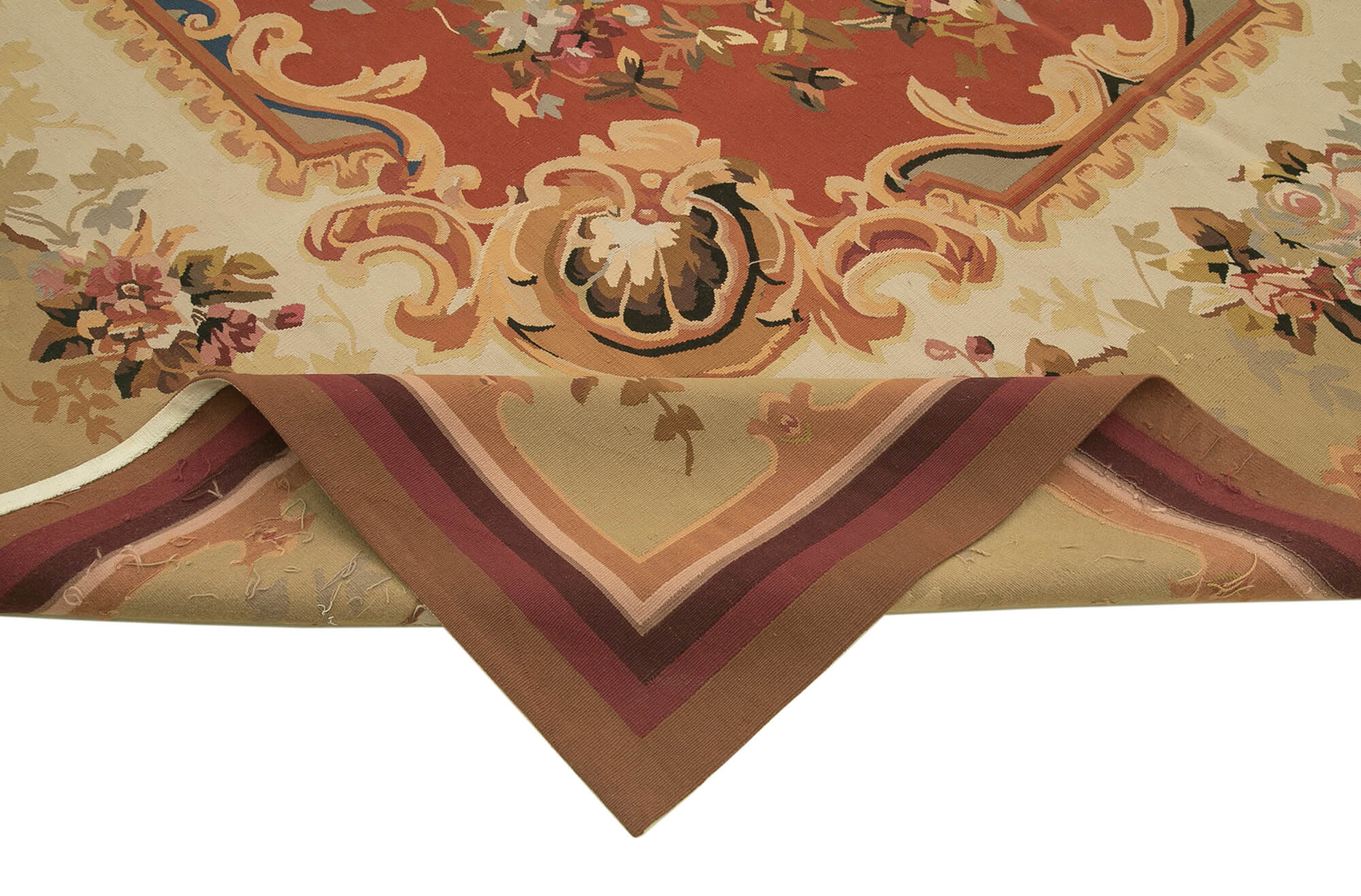 Handmade Wool Area Rug - Beige Floral Carpet | Durable Cotton Wool Rug 8'11''x12'