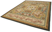 Handmade Wool Area Rug - Vintage Hand Knotted Rug 9x12 Feet, Floral Yellow Pattern