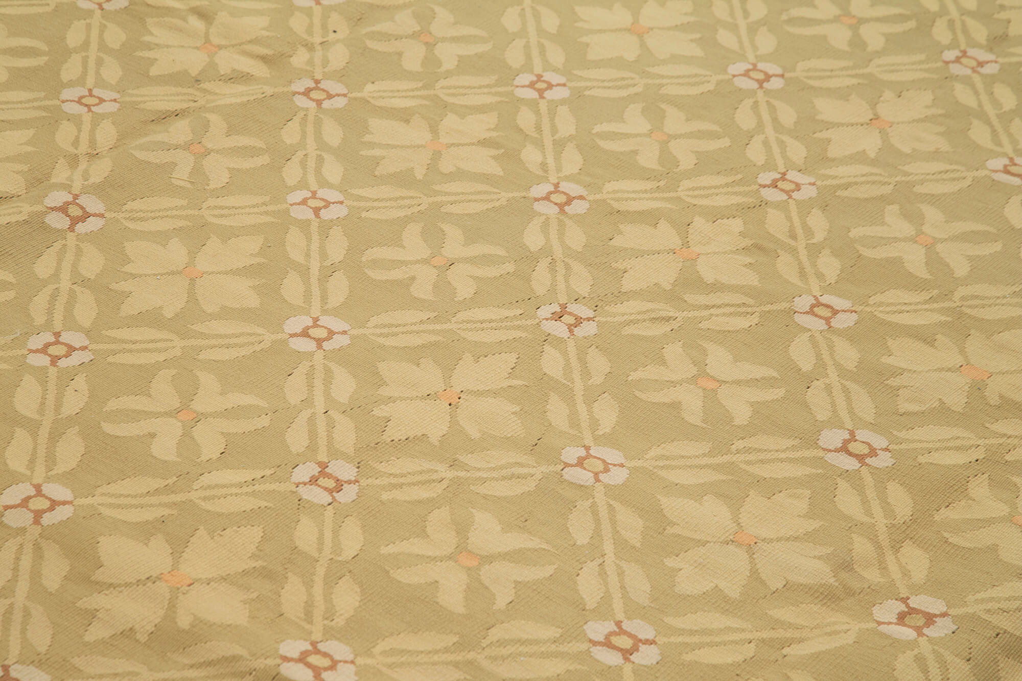 Handmade Wool Area Rug - Brown Floral Carpet, Cotton Wool Blend, 9'8''x13'8''