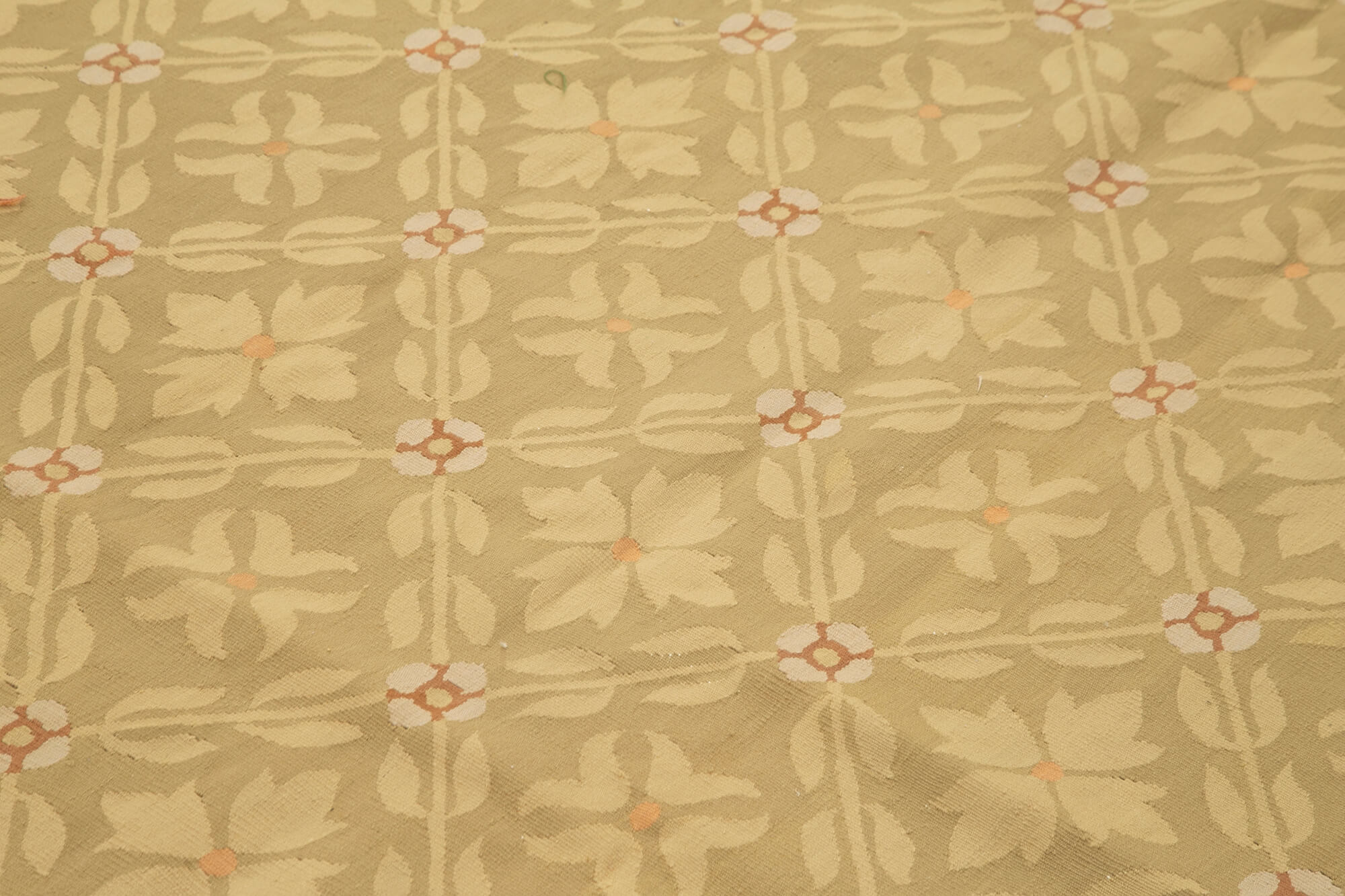 Handmade Area Rug – Brown Floral Cotton Wool Rug, Traditional Turkish Carpet 9'5''x14'