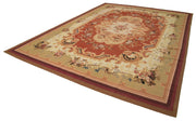 Handmade Area Rug – Beige Floral Wool & Cotton Carpet | Turkish Hand Knotted Aubusson Style 10'6'' x 14'0''