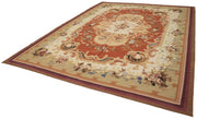 Handmade Area Rug – Beige Floral Cotton Wool Vintage Handwoven Carpet 10'4''x13'5''