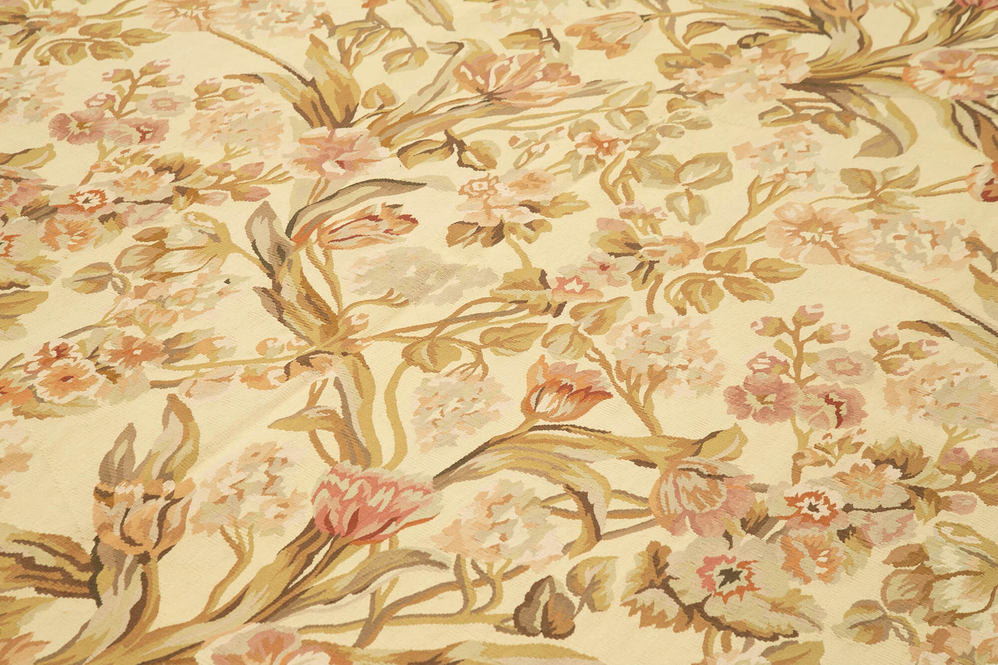 Handmade Wool Area Rug – Vintage Turkish Carpet Floral Beige Rug 8'10''x12'2''