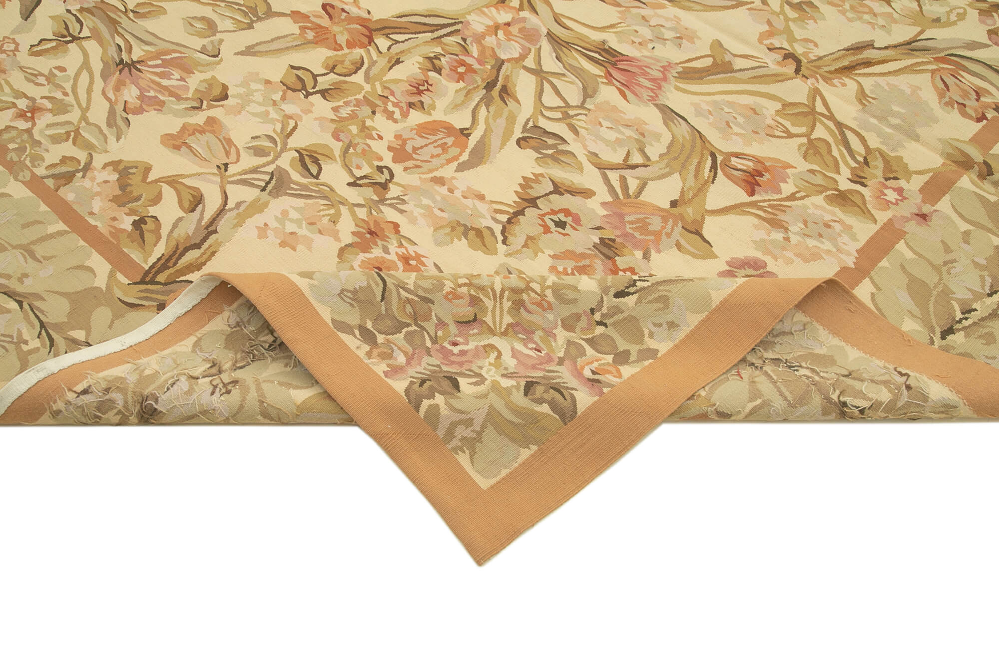 Handmade Wool Area Rug – Vintage Turkish Carpet Floral Beige Rug 8'10''x12'2''